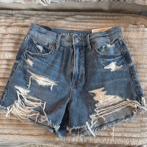 American Eagle Outfitters Distressed Medium Blue Denim Cutoff Shorts